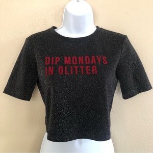 Zara dip mondays in glitter shirt